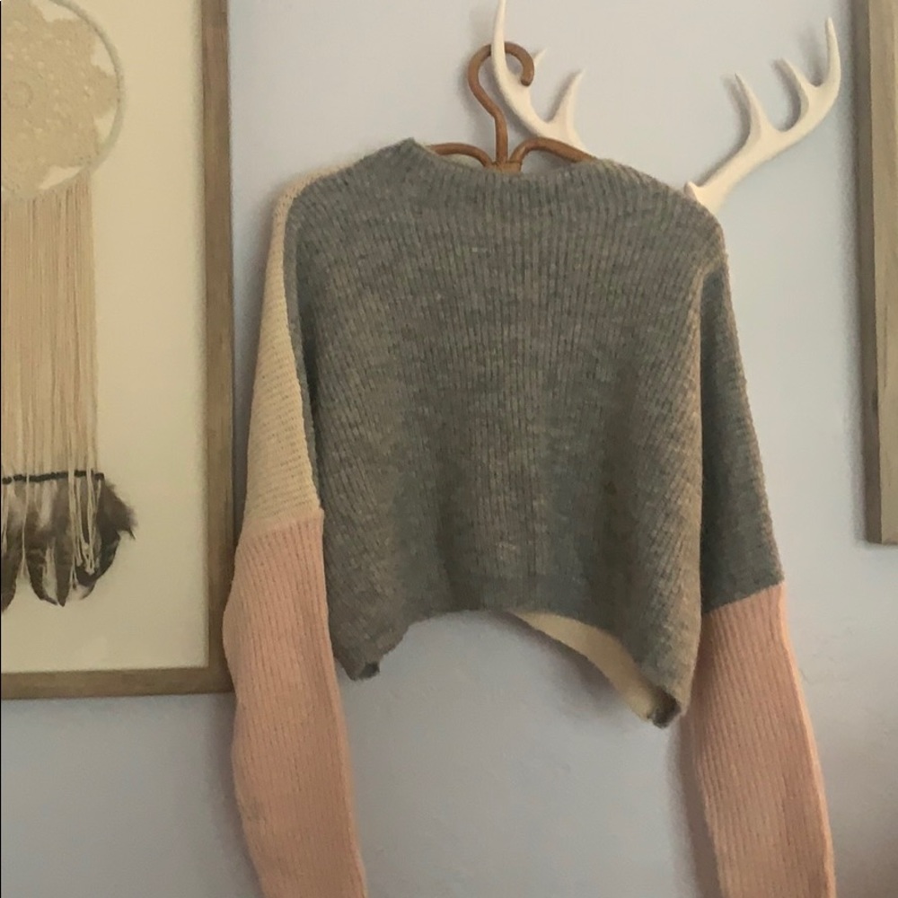NWT Nasty gal gray,cream,pink sweater